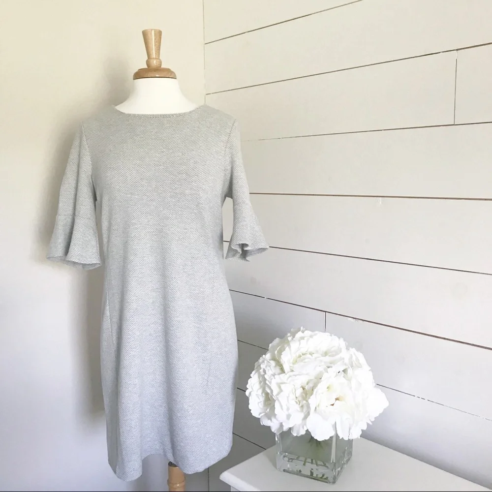 Kenar • Gray Ruffle Sleeve Shift Dress - Picture 3 of 10